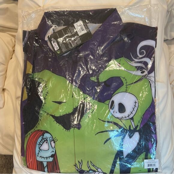 Loungefly Disney Nightmare Before Christmas Unisex Camp Shirt Oogie Jack NWT - Picture 5 of 7
